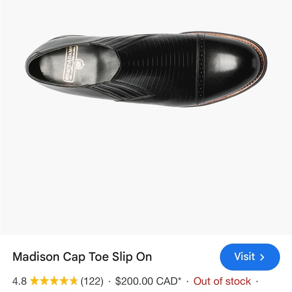 Stacy Adams Black Cap Toe Loafers